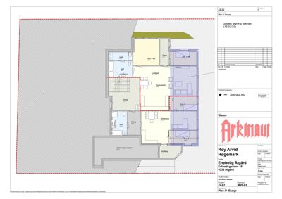 Etasjeplan for en leilighet som viser romfordeling, vegger og dører.
