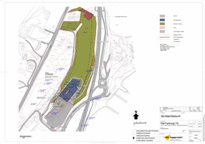 Situasjonsplan som viser tomtens beliggenhet i forhold til veier, naboeiendommer og planlagt bebyggelse.