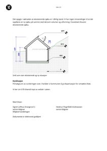 Snittegning som viser eksisterende og ny situasjon for en sjøbu, med høydemål og konstruksjonsdetaljer.
