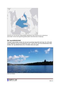 Bildet inneholder to fotografier: et kartutsnitt som viser et gytefelt og et utsiktspunkt over vannet. Begge er fotografier.