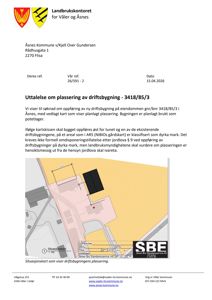 Situasjonskart som viser planlagt plassering av en driftsbygning på eiendommen gnr/bnr 3418/85/3 i Åsnes kommune.
