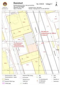 Situasjonsplan (Basiskart) som viser eiendomsgrenser, bygninger, veier og infrastruktur for Fjøsangerveien 39 i Bergen.