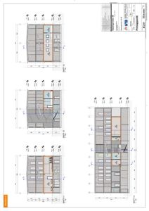 Prinsippsnitt (Snitt 11-14) som viser bygningens tverrsnitt, høyder, romfordeling og konstruksjon.