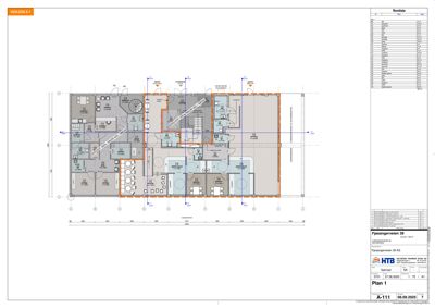 Etasjeplan (Plan 1) for Fjøsangerveien 39 som viser romfordeling, vegger og møblering.