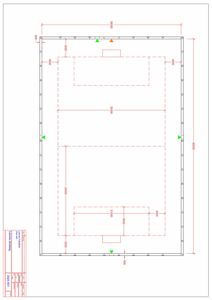 Etasjeplan (topplan) som viser romfordeling, veggposisjon og mål på et rom.