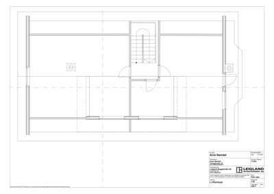 Lofteetasje med romfordeling, trapp og veggkonstruksjoner