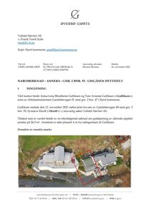 Et dronefotografi av en eksisterende hytte og et annekset som er planlagt bygget.