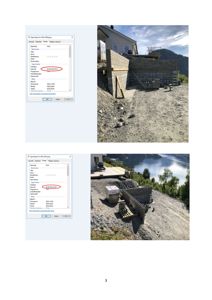 Fotografier av en byggeplass som viser fundamentarbeider og en lastebil på en skråning.