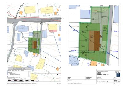 Situasjonskart som viser tomtens plassering i forhold til nabolag, veier og andre bygninger.