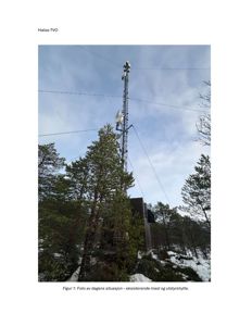 Fotografi av en eksisterende TV-mast og utstyrshytte på Halså (Halsa-TVO).