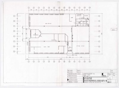 Etasjeplan (etasjeplan) som viser romfordeling, dimensjoner og konstruksjoner for et bygg.