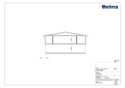 Snittegning (Snitt A og B) som viser bygningens tverrsnitt, høyder og romfordeling.