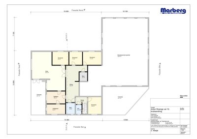 Etasjeplan (2. etasje) som viser romfordeling, dører og mål for en bolig.