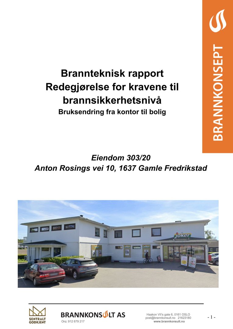 Fotografi av en eksisterende bygning (Joker-butikk) med bilparkering foran.