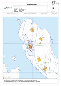 Situasjonskart som viser eiendomsgranser, topografi, nabolag og bygningsplassering med målestokk 1:1000.