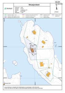 Situasjonskart som viser eiendomsforhold, topografi og bygningsplassering for Lerdalsveien 35.