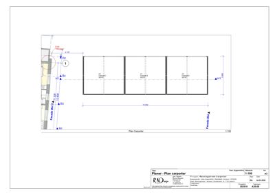 Etasjeplan (plan carporter) som viser romfordeling og dimensjoner for en carporter.