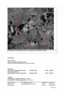 Oversiktskart (flyfoto) med overlagte ruter og punkter som viser eksisterende bruk av området.