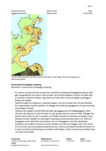 Et fotografi av et utsnitt fra kommuneplanen som viser bebyggelsen BEN-6 med orientering mot sjøen.