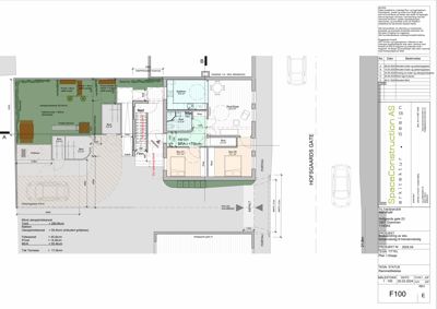 Etasjeplan (1. etasje) som viser romfordeling, stue, kjøkken, soverom og trapphus.