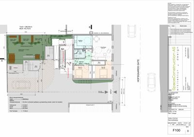 Etasjeplan med romfordeling, mål og byggegrenser