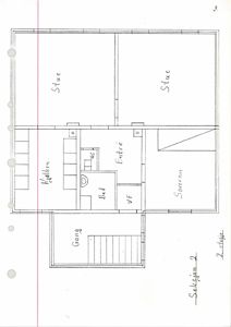 Etasjeplan for 2. etasje som viser romfordeling med stue, kjøkken, bad, entré, soverom og gang.