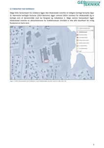 Et faresonekart for kvikkleire (NVE) med tiltaksstedet markert med en rød sirkel.