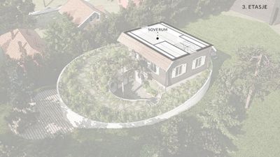 3D-visualisering av en bolig med etasjeforhold og omgivelser