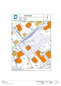 Situasjonskart som viser eiendommen (39/185) i forhold til nabolaget, med tomtegrenser, veier og topografi.
