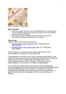 Bildet viser et kartutsnitt av eiendommen med overlappende tekstdokumentasjon.