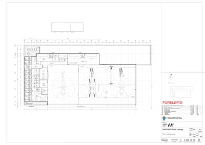 Etasjeplan for helikopterplasseringer i NAWASIRH Bodø, som viser romfordeling og dimensjoner.