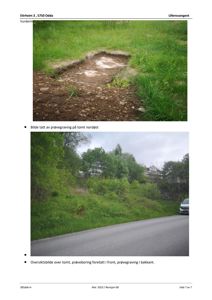 Fotografier av en tomt med prøvegravinger og -boringer.