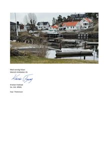 Fotografi av eksisterende bygninger og havneområde.