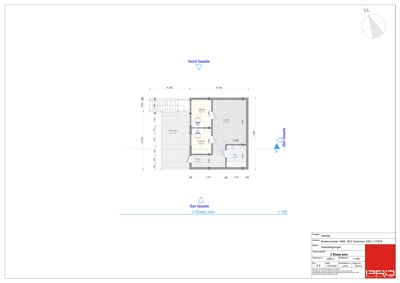 Etasjeplan for 2. etasje som viser romfordeling, dører, vinduer og mål.