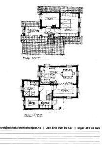 Plantegning som viser romfordeling for etasjene 'LOFT' og 'ETG' (etasje).