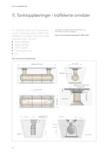 Tegning som viser detaljerte løsninger for tankoppløsninger, inkludert dimensjoner og konstruksjonsdetaljer.