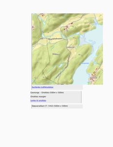 Et ortofoto (flyfoto) av et område med topografiske detaljer, veier og stedsnavn.