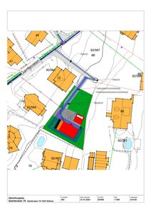 Situasjonsplan (tomteplan) som viser bygningens plassering i forhold til nabolag, veier og grunneiergrenser.