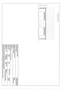 Fasadetegning av bygningens vestside med oppriss og vindusoppdeling.