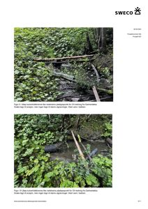 Fotografier av kulvertstikkrenne i bekken med tilhørende beskrivende tekst.