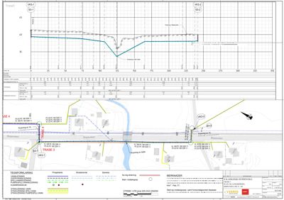 Situasjonsplan som viser tomtens beliggenhet, eksisterende og planlagt vannledninger, samt topografi og veier.