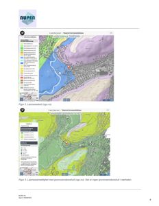 Bildet viser to skjermbilder fra 'Løsmasse' (Nasjonal løsmassedatabase) som viser kart over løsmassefordeling og grunnvannsborehull i et område.