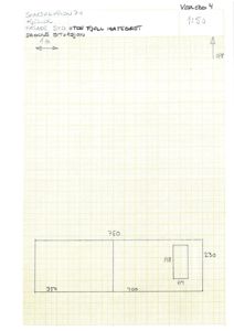 Situasjonsplan (dagens situasjon) for Skarsvikveien 74, viser bygningens plassering på tomt med mål og en dør.