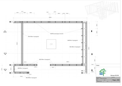 Detaljtegning av en konstruksjon med mål og spesifikasjoner for trevirke (48x148mm og 48x98mm).