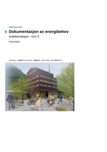 3D-visualisering av en planlagt bygning (Kollektivstasjon - Ovn 3) med omgivende landskap og personer.