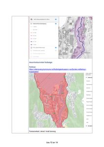 Kart over et flom- og faresoneområde (aksomhetsområde) i Sorfjorden, med overlagte data om vannstand og skredfare.