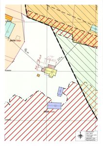 Situasjonskart som viser tomtens plassering i forhold til nabolag, eiendomsgrenser, og bygningers plassering på tomten.