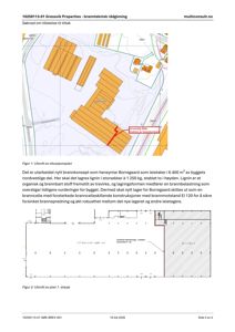 Bildet viser en situasjonsplan (Figur 1) og et utsnitt av plan 1, etasje (Figur 2). Tegningene illustrerer bygningenes plassering på tomten i forhold til hverandre og omgivelsene.