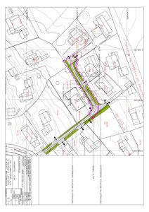 Situasjonsplan som viser tomtens form, høydeforhold (konturlinjer), naboeiendommer og planlagt veg/vei.