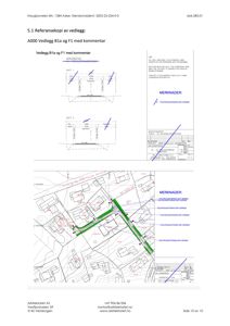 Situasjonsplan som viser bygningens plassering på tomten i forhold til nabogranser og veier, med merknader om feilprosjektering.